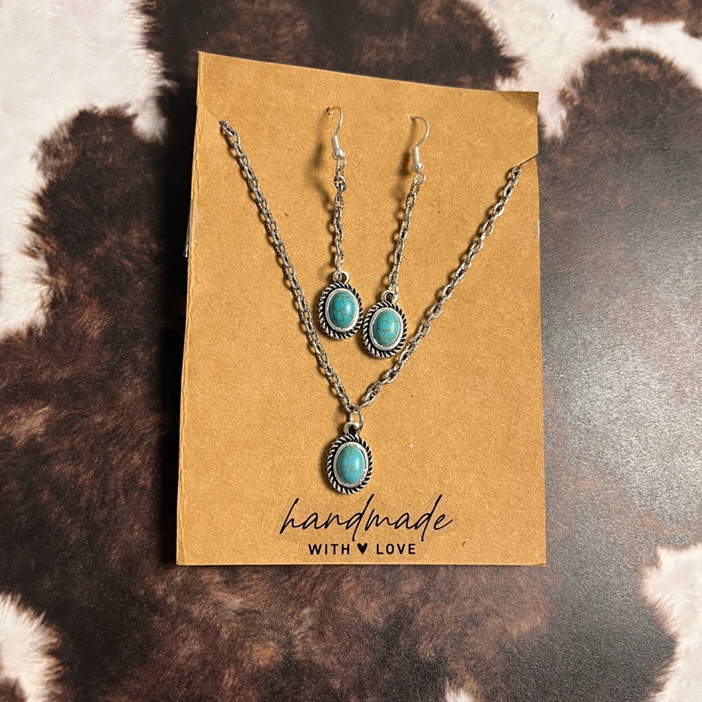 Handmade Turquoise Earrings Set